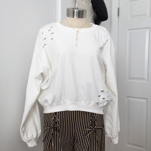 NWT White Crop Sweater - Picture 5 of 5